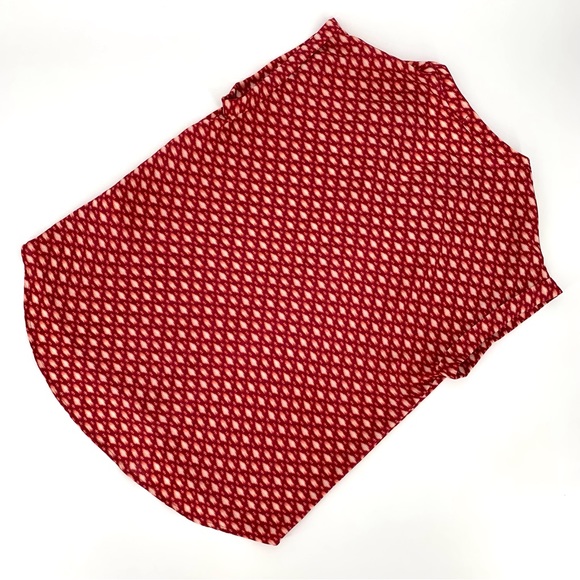 Pleione Burgundy and White Patterned Cap Sleeve Lightweight Blouse, Small - Picture 11 of 16